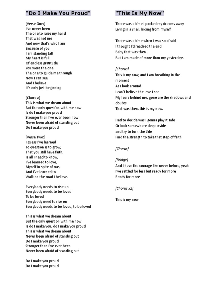 Do I Make You Proud Song Structure Songs