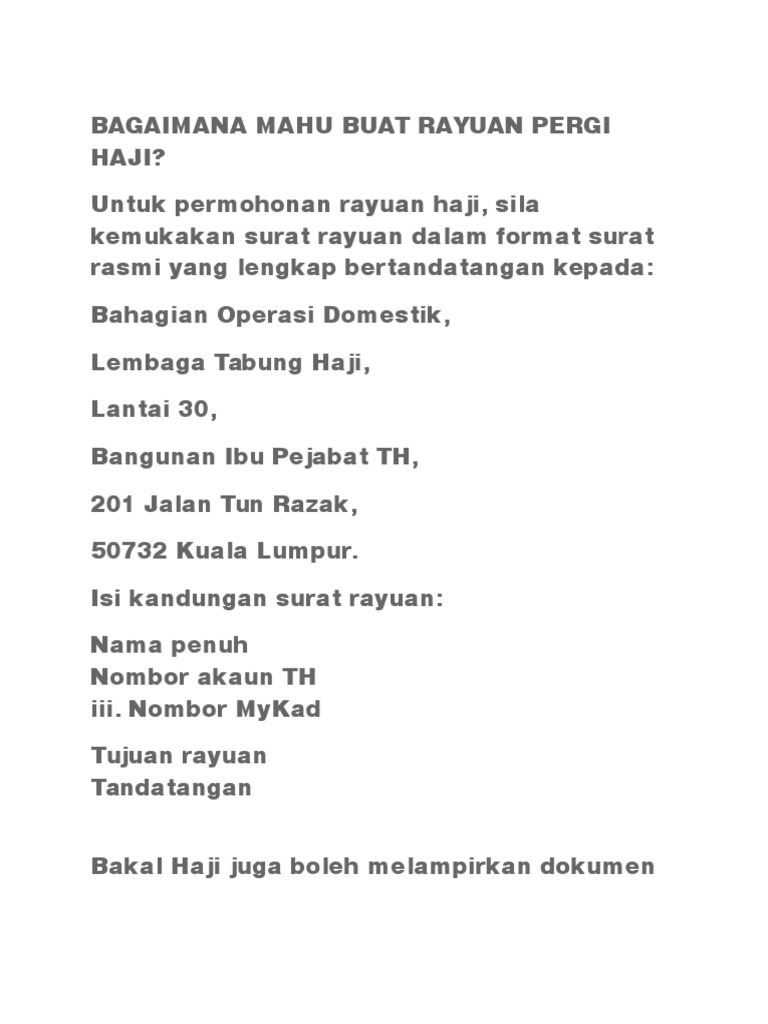 Bagaimana Mahu Buat Rayuan Pergi Haji