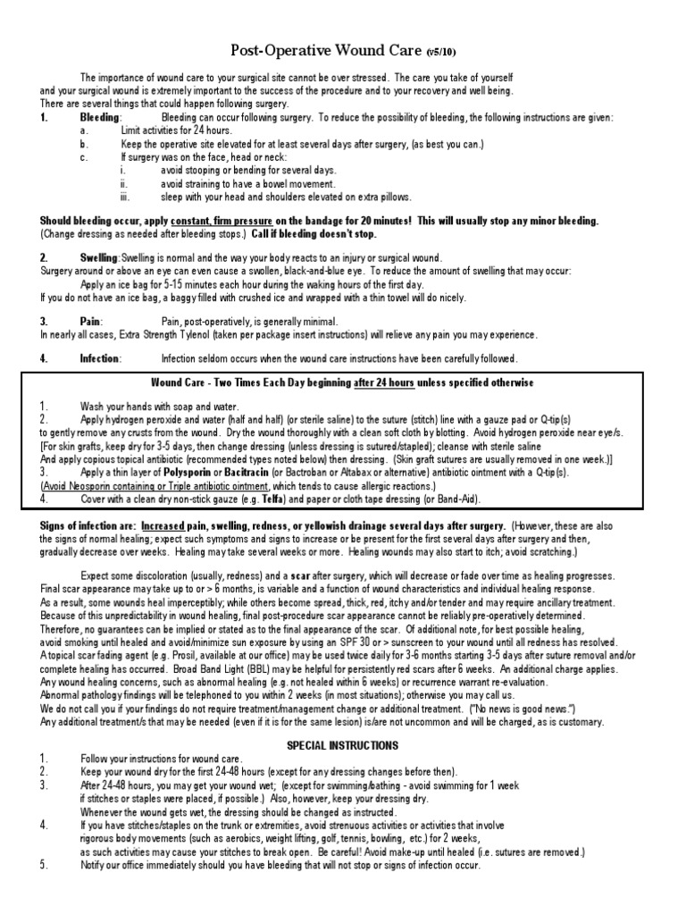 Post-Surgery Wound Care Guide | PDF | Wound | Surgical Suture