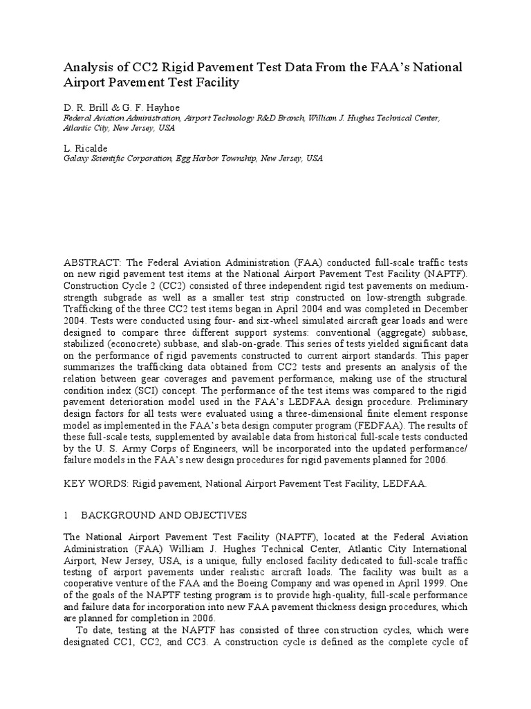 FAA CC2 Rigid Pavement Test Analysis | PDF | Road Surface | Regression ...