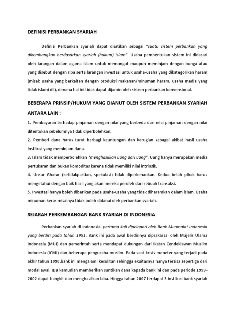 Definisi Perbankan Syariah Docx