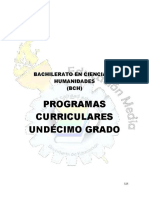 Programas Curriculares, Undecimo Grado, Honduras 2015, Bachillerato en Humanidades
