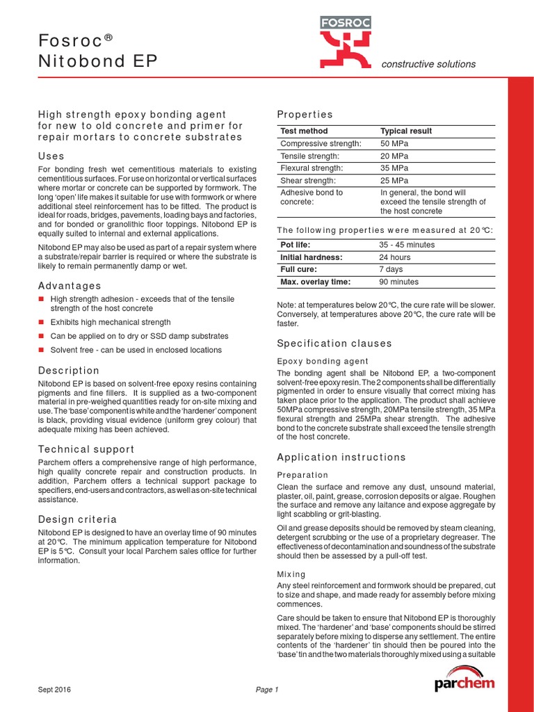 Nitobond EP TDS | Download Free PDF | Epoxy | Shelf Life