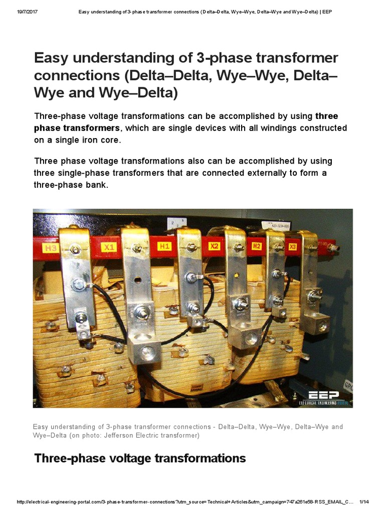 Easy Understanding of 3-Phase Transformer Connections (Delta-Delta, Wye