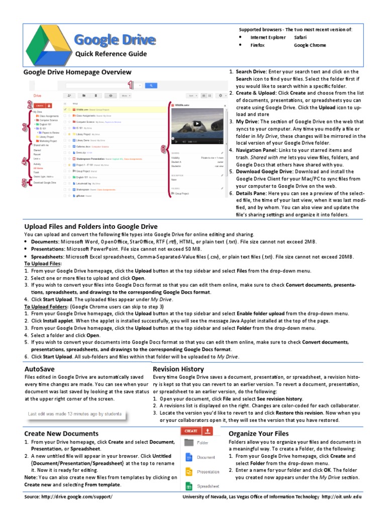 Google Drive Quick Reference Guide | Download Free PDF | Web Browser ...