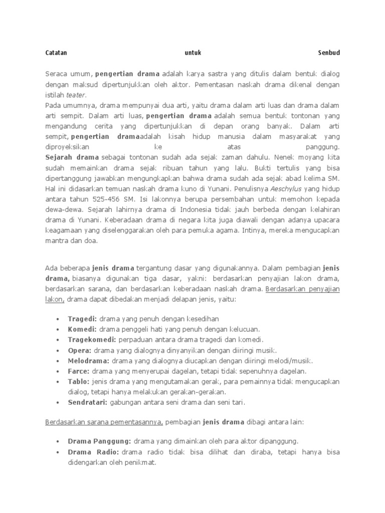 Catatan Untuk Senbud