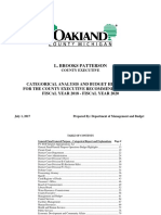 Oakland County FY 2018 Through FY 2020 Categorical Analysis and Budget Highlights