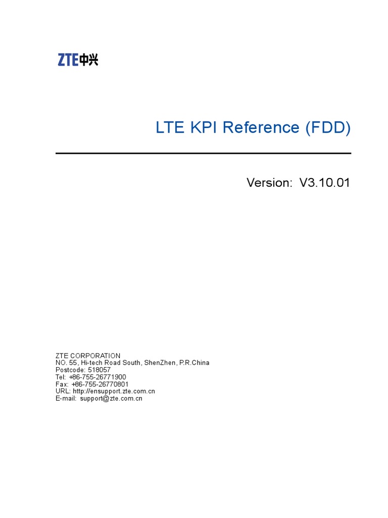 LTE (V3.10.01) KPI Reference (FDD) | PDF | License | Copyright