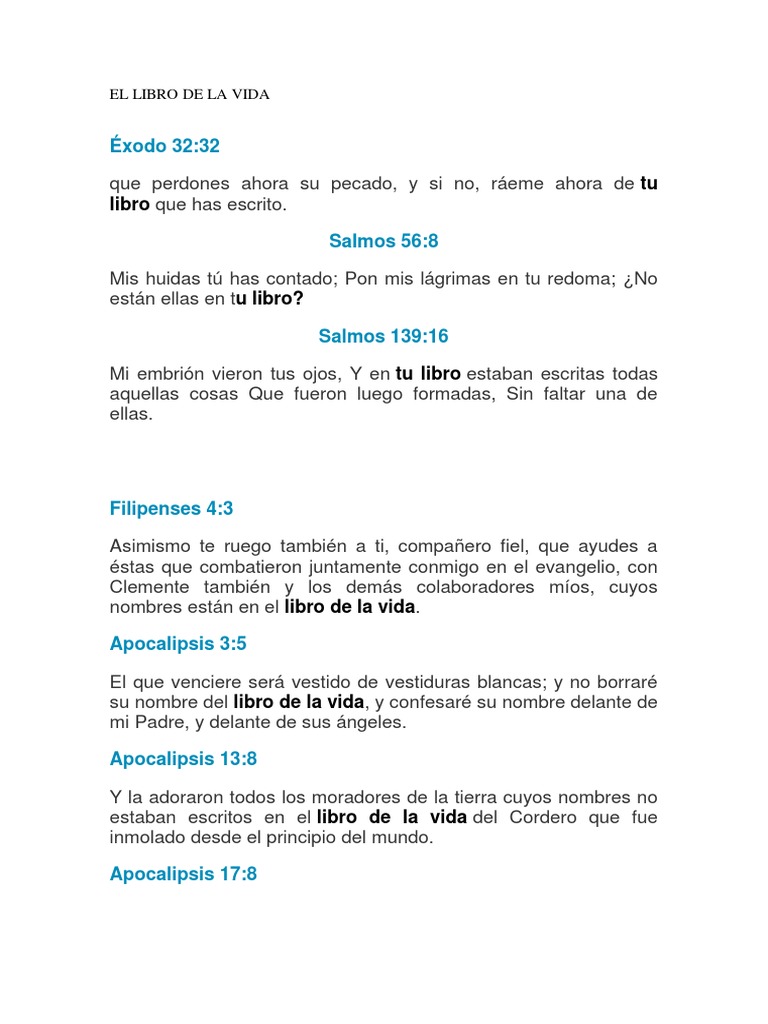 El Libro de la Vida en la Biblia | PDF | Estudios de idiomas extranjeros