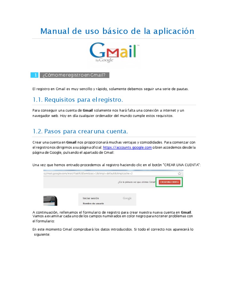 Manual Básico para Crear Cuenta en Gmail | PDF | Correo electrónico | Gmail