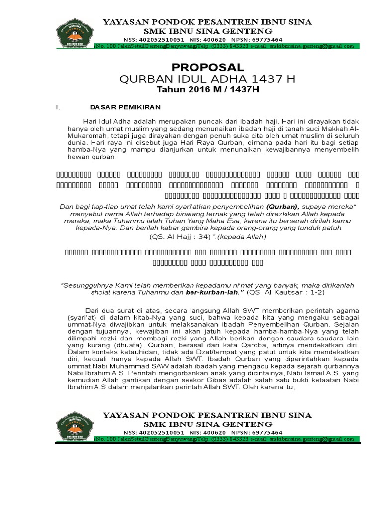 Proposal Qurban Sekolah