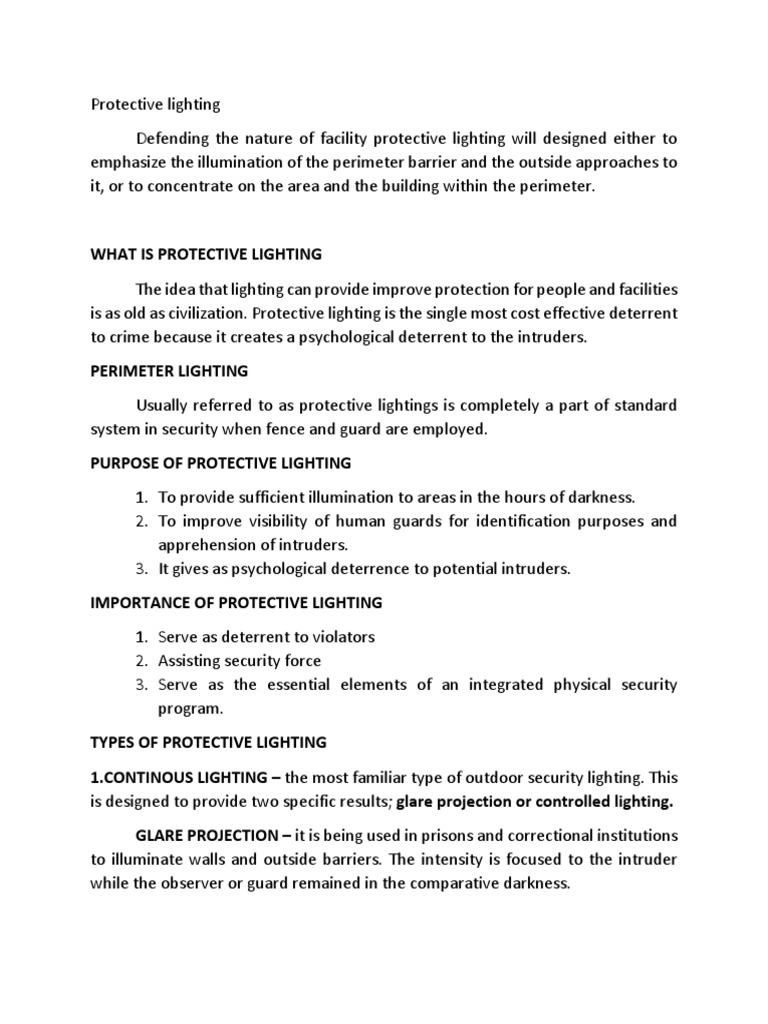 Protective Lighting PDF Lighting Incandescent Light Bulb