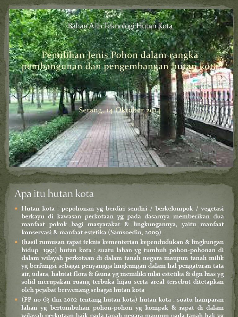 Pemilihan Jenis Pohon Hutan Kota Pdf