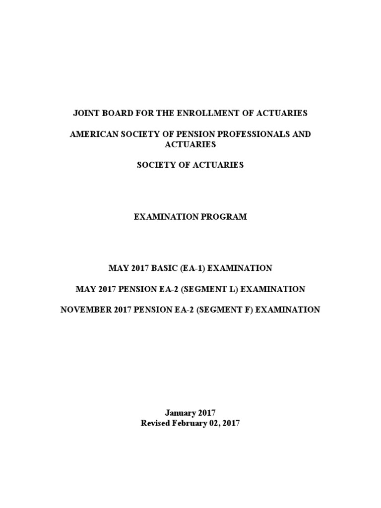Enrolled Actuaries Program Booklet PDF Employee Retirement