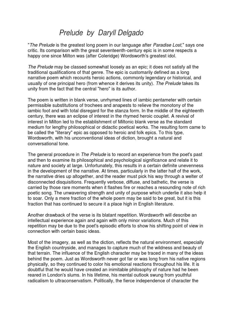 Prelude by Daryll Delgado Epic Poetry Poetry