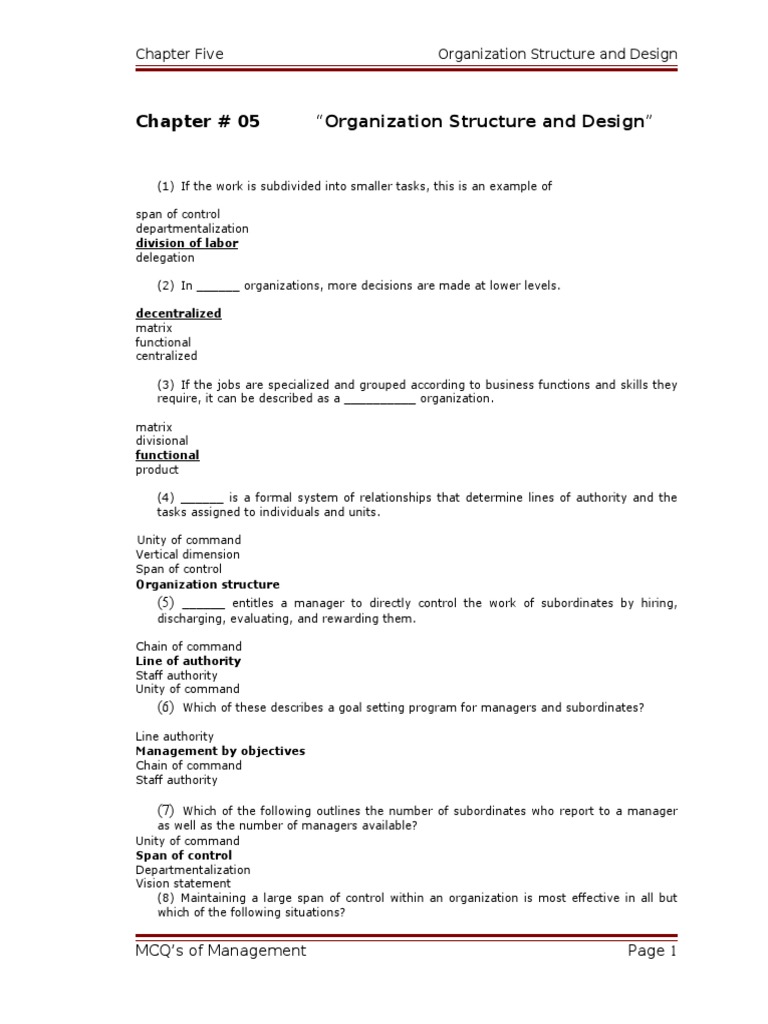 5 Organization Structure and Design | PDF | Hierarchy | Decentralization