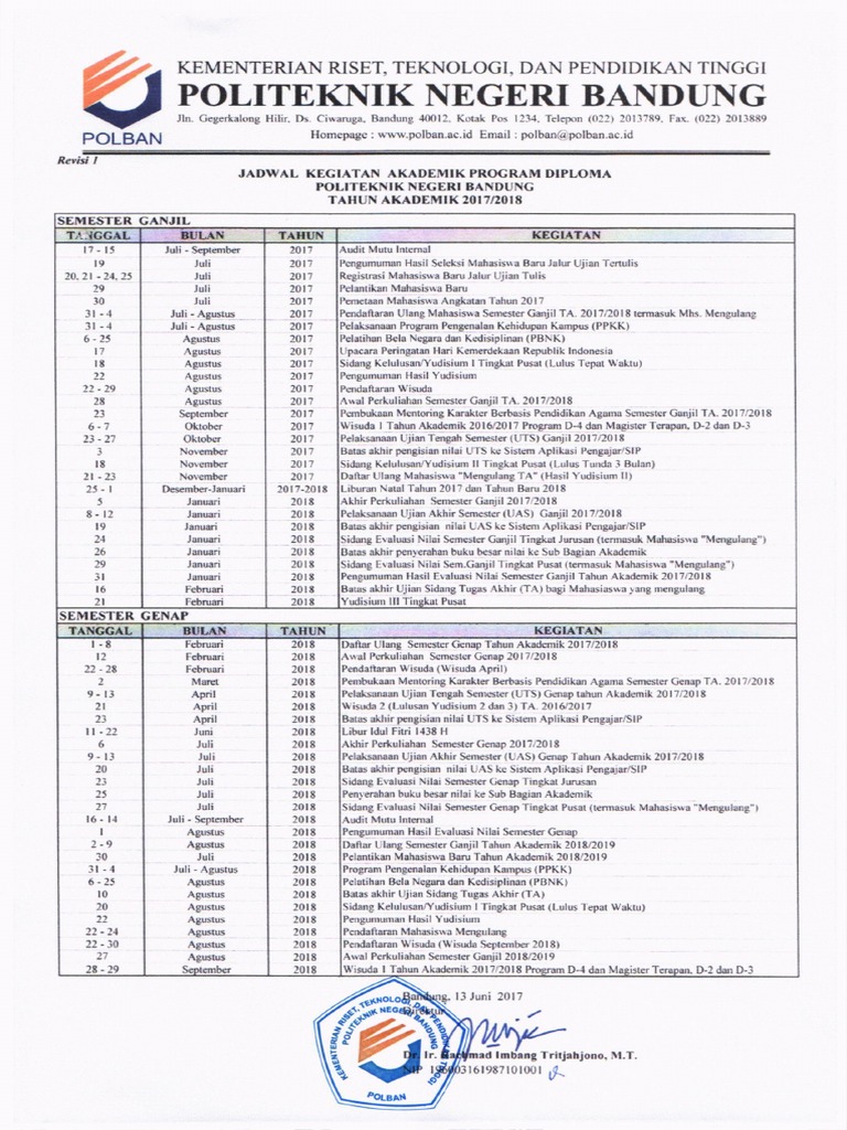 Kalender Akademik Diploma 2017 2018 Cap Pdf