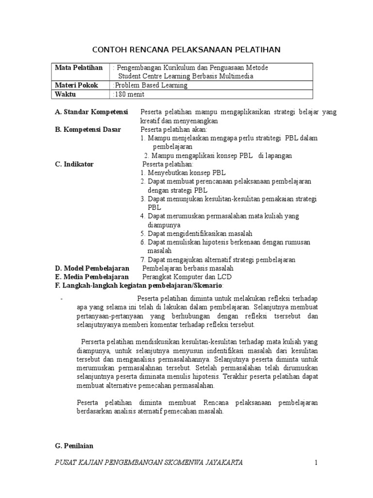 Contoh RPP PBL | PDF