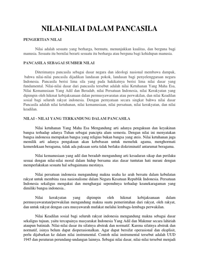 Nilai Nilai Dalam Pancasila Bag 2