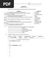 1st Summative Test Science 6