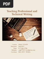 Teaching Professional and Technical Writing (ENGL 775 Syllabus, Fall 2017)