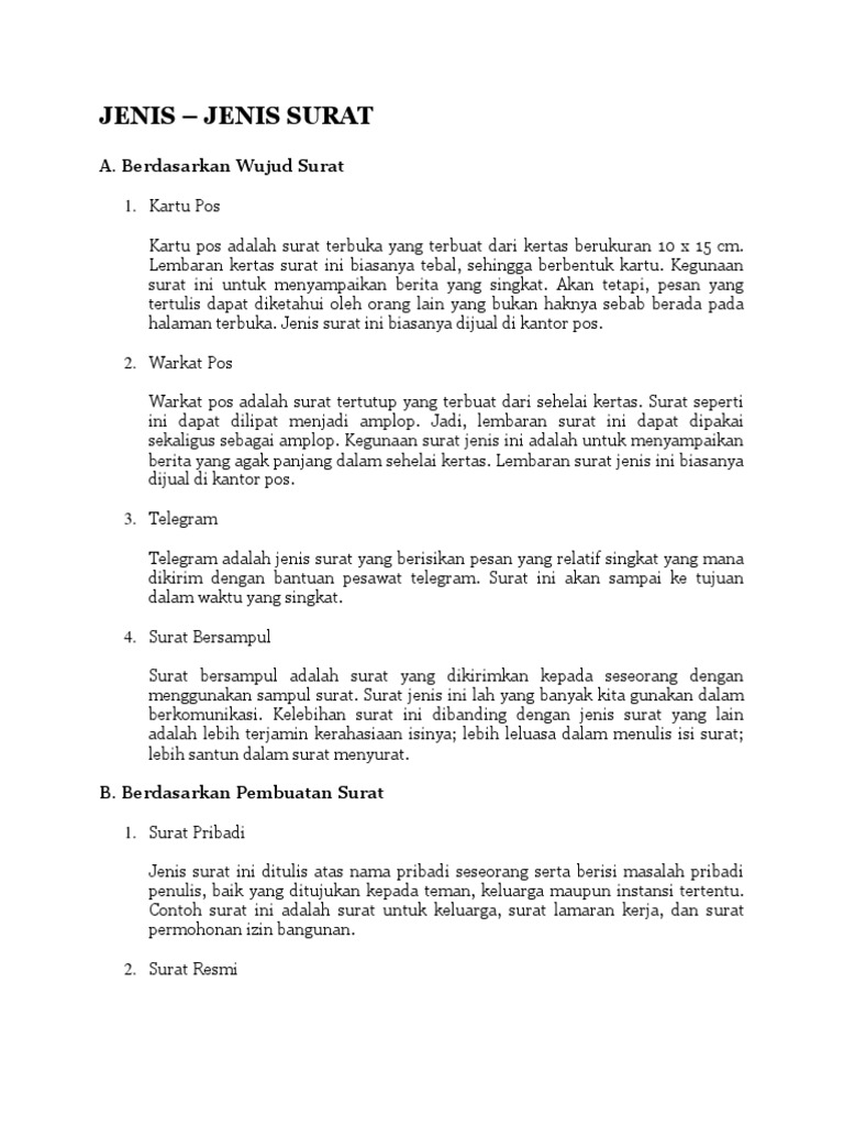 Jenis Jenis Surat