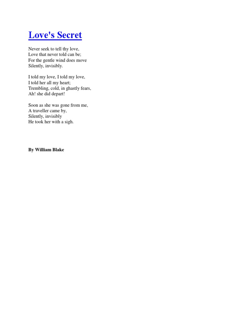 Love's Secret: by William Blake | PDF
