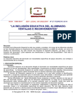 La Inclusión Educativa Del Alumnado-Ventajas e Incovenientes