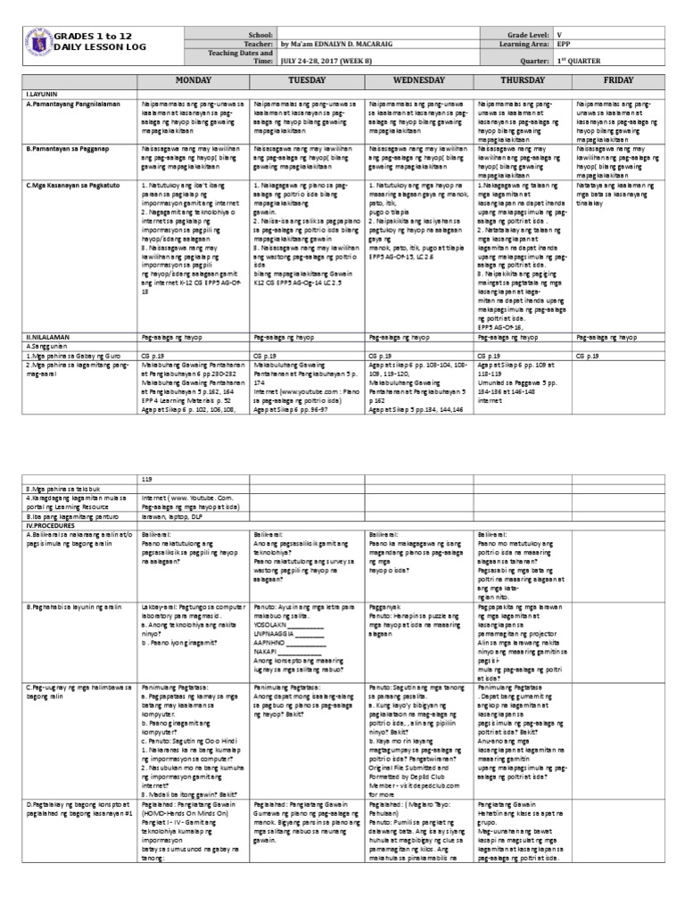 DLL - Epp 5 - Q1 - W8 | PDF