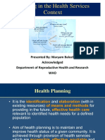 Planning in The Health Services Context