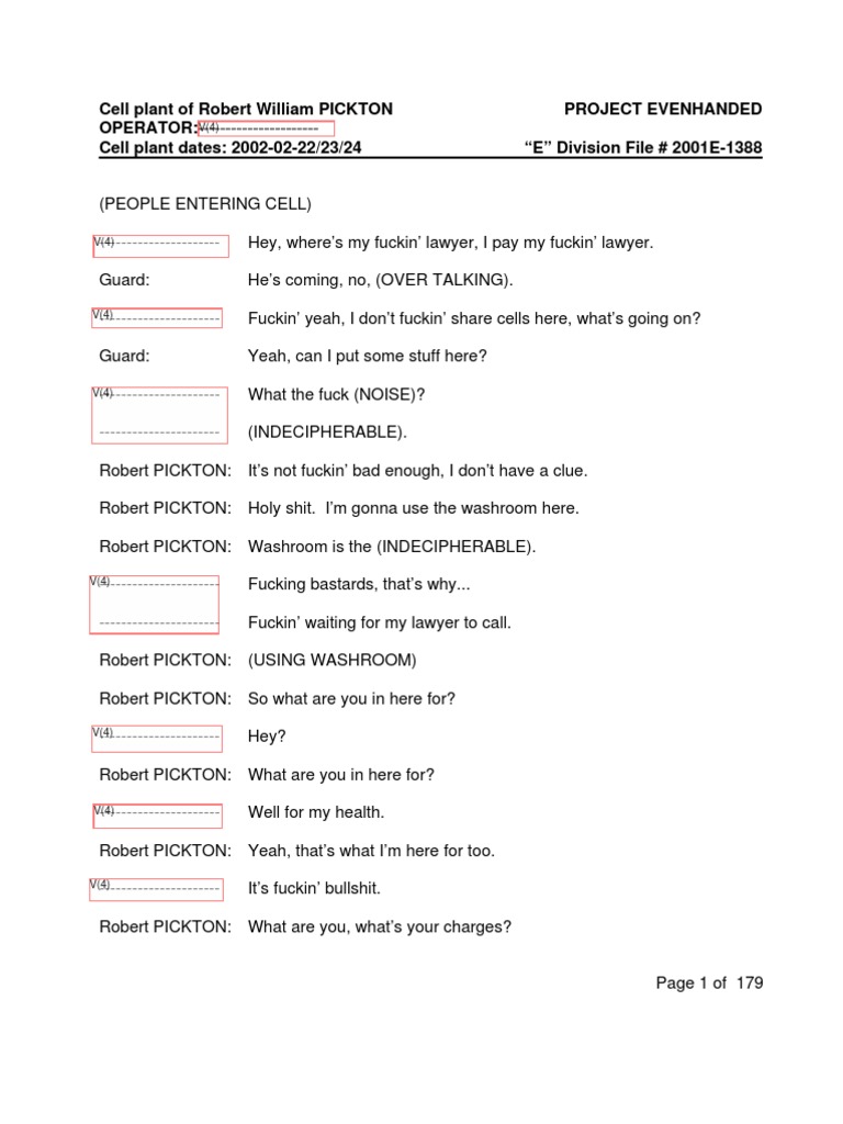 Transcript of Jail Cell Interview With Robert Pickton | PDF | Arrest ...