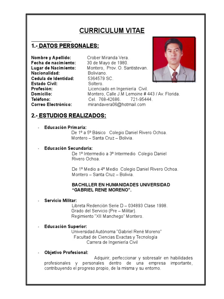 Curriculums Universidad Ingeniero Civil