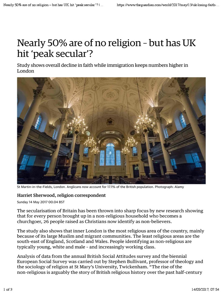 Nearly 50 Are Of No Religion But Has Uk Hit Peak Secular - 