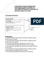 Examining The Impact of Socio-Cultural and Psychographic/demographic Variables On Consumer Behavior (Male & Female) For Apparels: An Exploratory Study From India