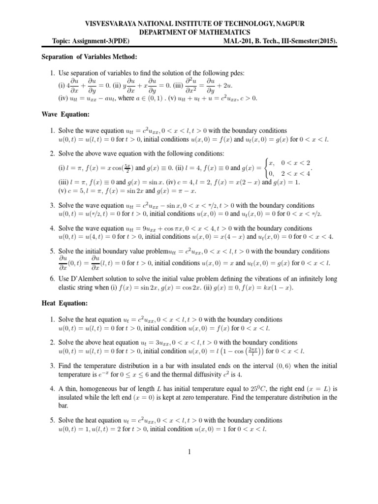 Pde Assingment 3 15 Partial Differential Equation Calculus