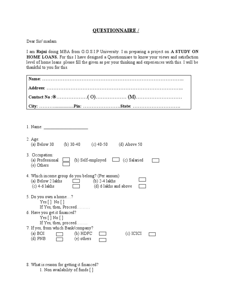 Home Loan Satisfaction Survey | PDF | Mortgage Loan | Payments
