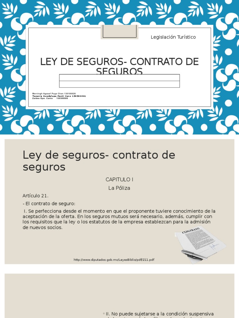 Ley de Seguros: Contrato y Pólizas | PDF | Póliza de seguros | Riesgo ...