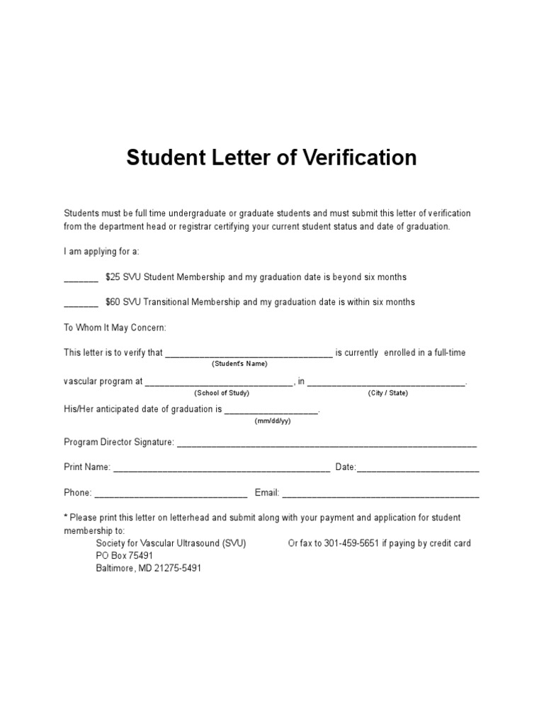 Student Verification Letter Template | PDF