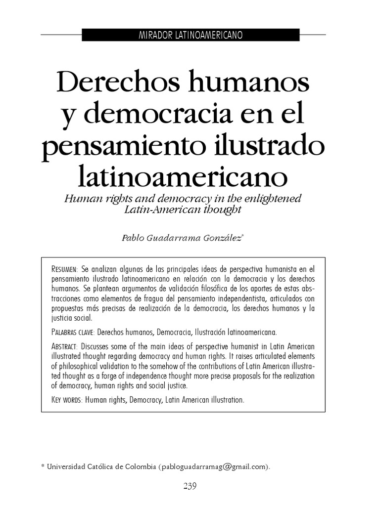 Derechos Humanos y Democracia en la Ilustración Latina | PDF | Era de ...