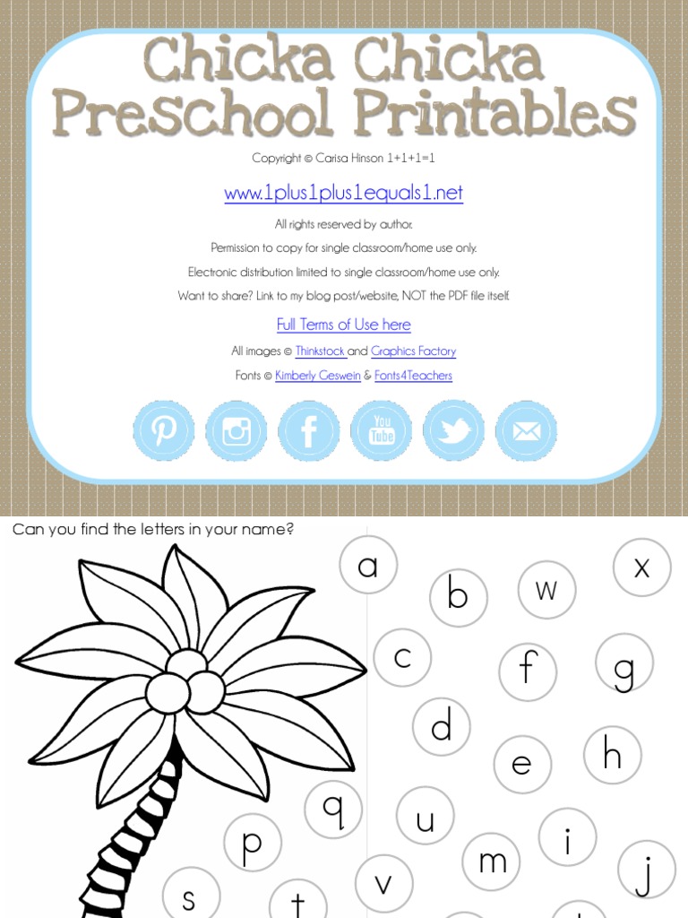 Chicka Chicka Boom Boom Preschool Printables | Information Economics ...