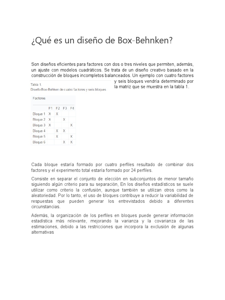 Diseño Experimental Box-Behnken | PDF