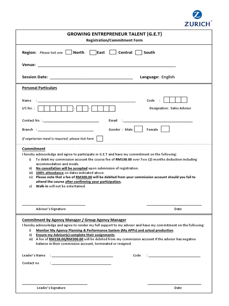 Growing Entrepreneur Talent (G.E.T) : Registration/Commitment Form ...
