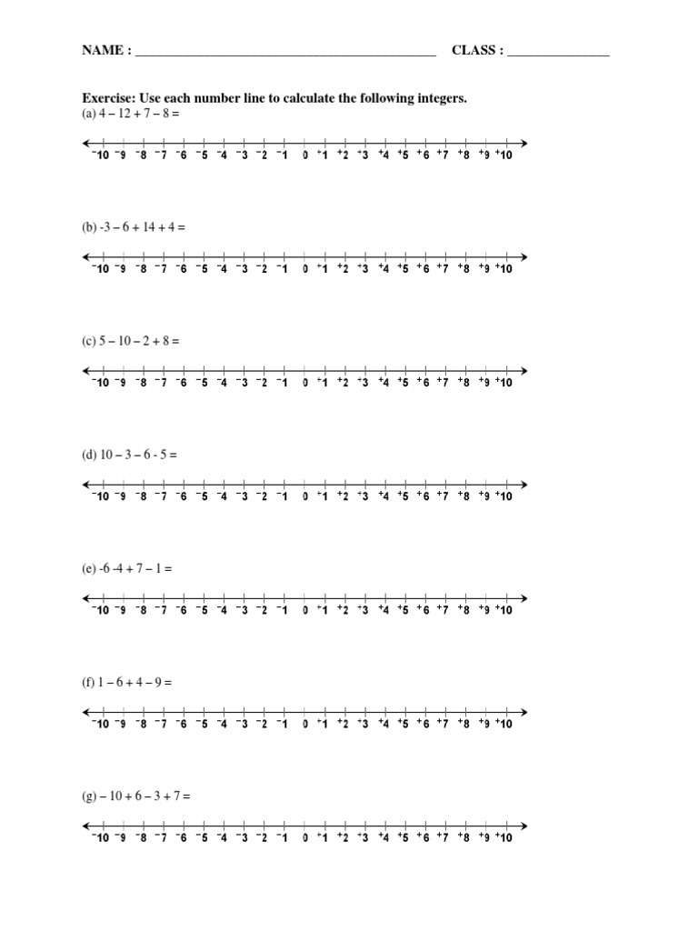 Exercise Integer With Number Line | PDF | Teaching Methods & Materials ...