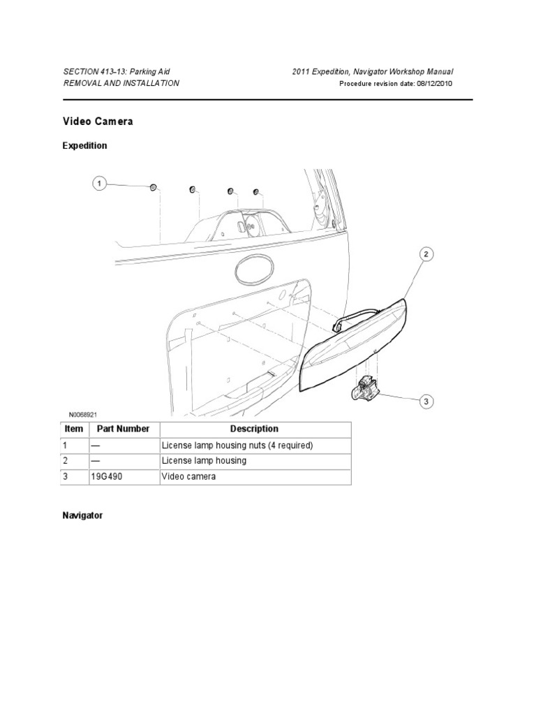 2011 Ford Expedition Backup Camera Removal PDF Vehicle Registration