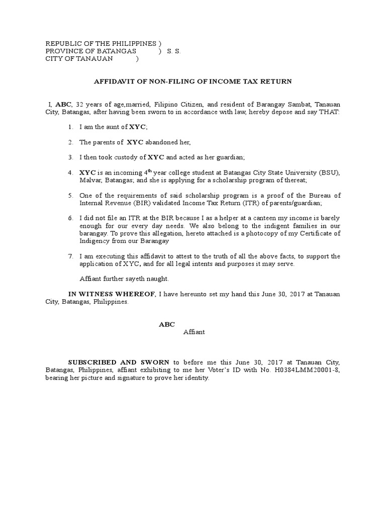 Affidavit of Non-Filing | PDF