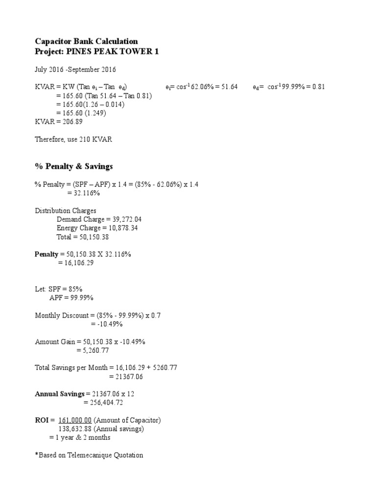 Capacitor Bank Savings Analysis | PDF | Teaching Methods & Materials ...