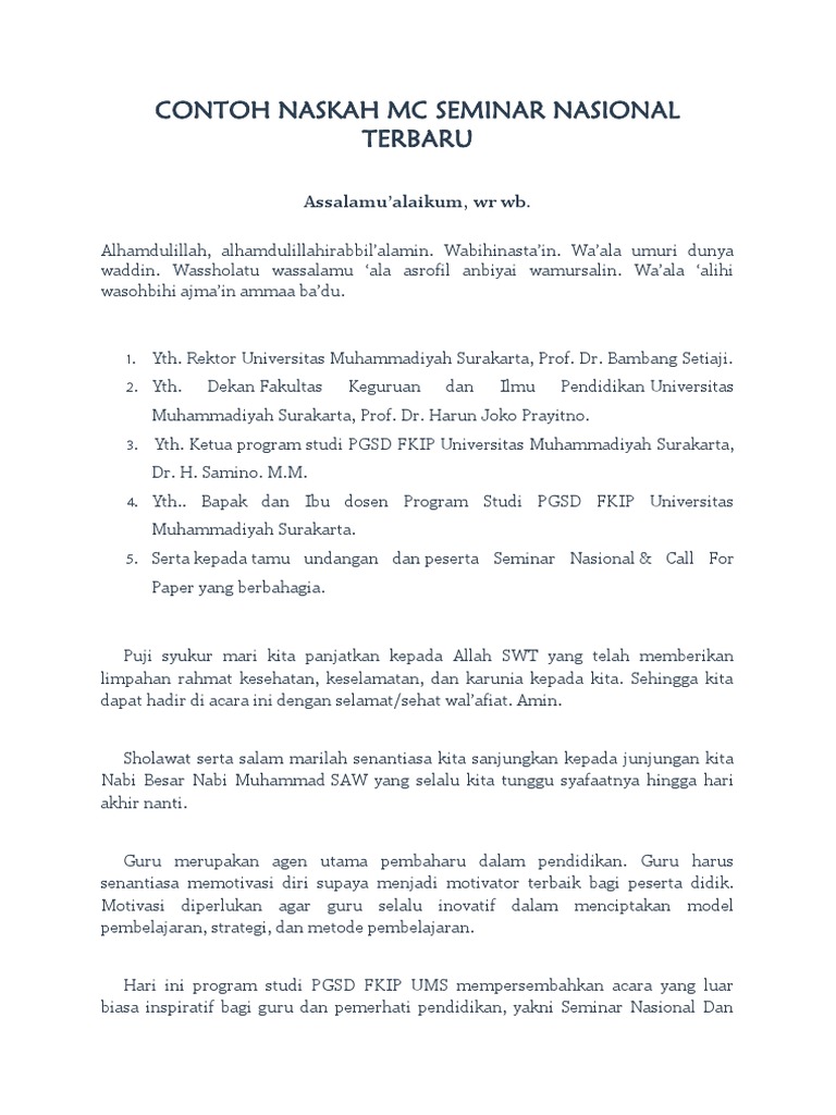 Contoh Mc Seminar Pendidikan
