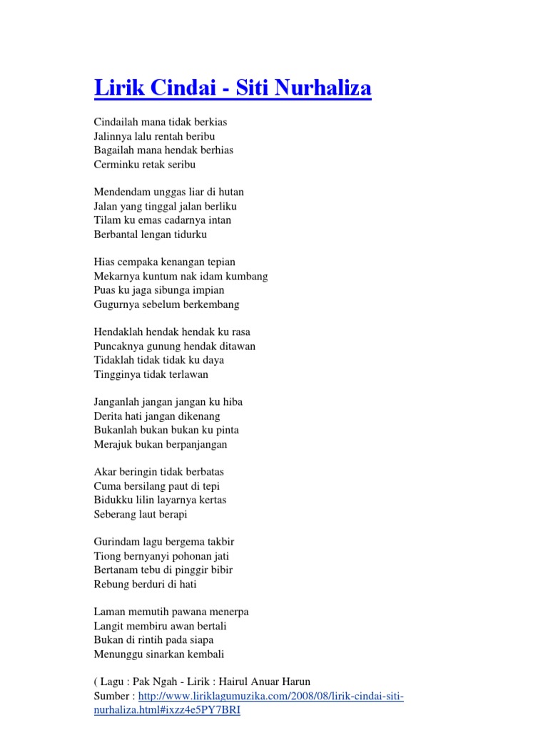 Lirik Cindai Pdf