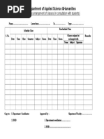 Department of Applied Science &humanities: Alternate Arrangement of Classes (In Consutation With Students)