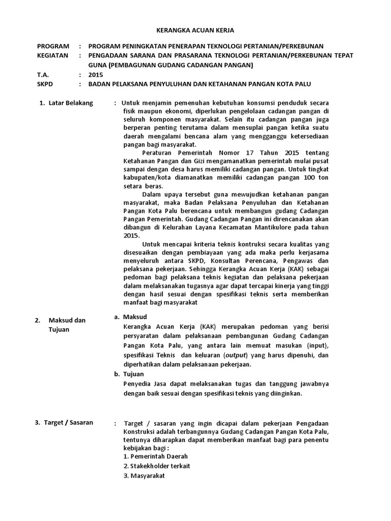 Kerangka Acuan Kerja | PDF
